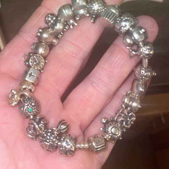 Silver fully loaded Pandora charm bracelet size 7.75 inches - Picture 4 of 11